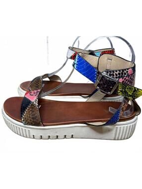 MIA Ellen Ankle Strap Platform Sandal Size 9 Multi Reptile Festival Y2k Evening